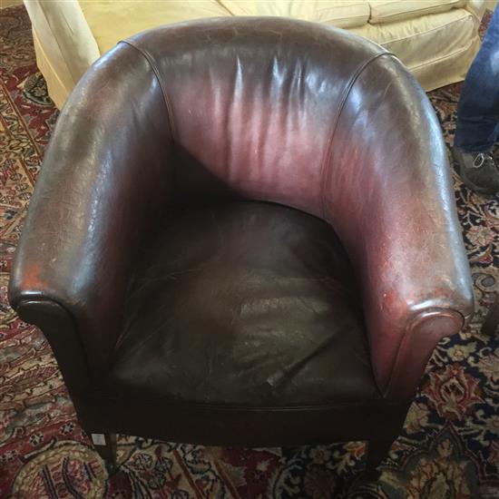 Leather library tub chair